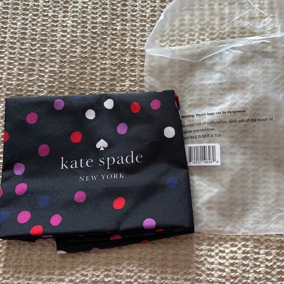 NEW Kate Spade Black Fabric Tote Confetti Polka Dots - Picture 2 of 4